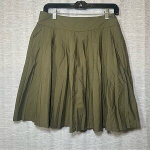 Boden Pleated A-Line Olive Green Mini Skirt Size 8